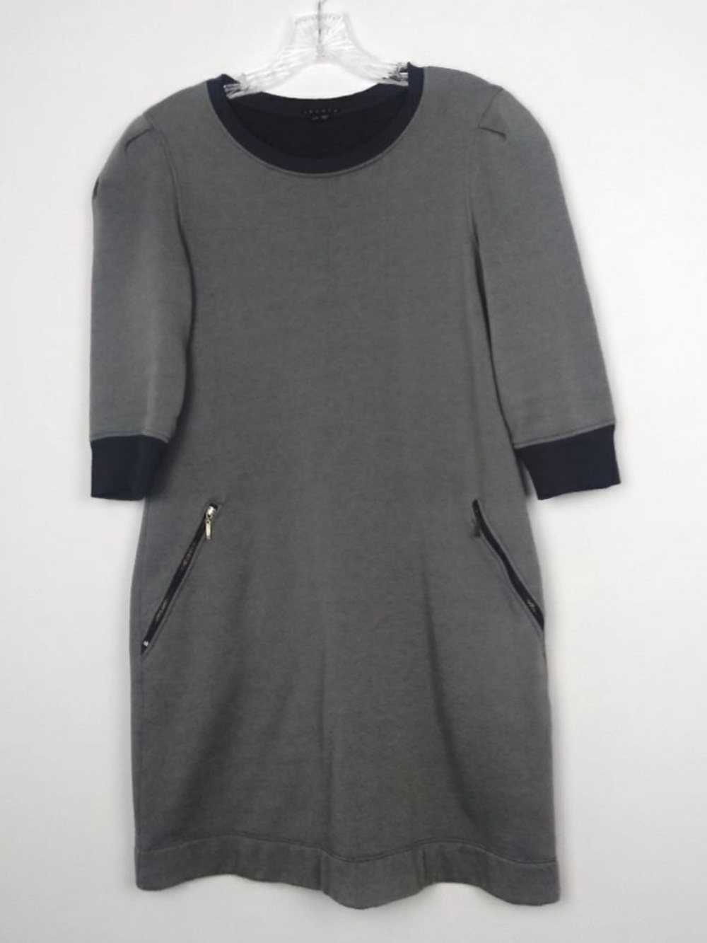 Theory Grey Shift Dress with Black Trim